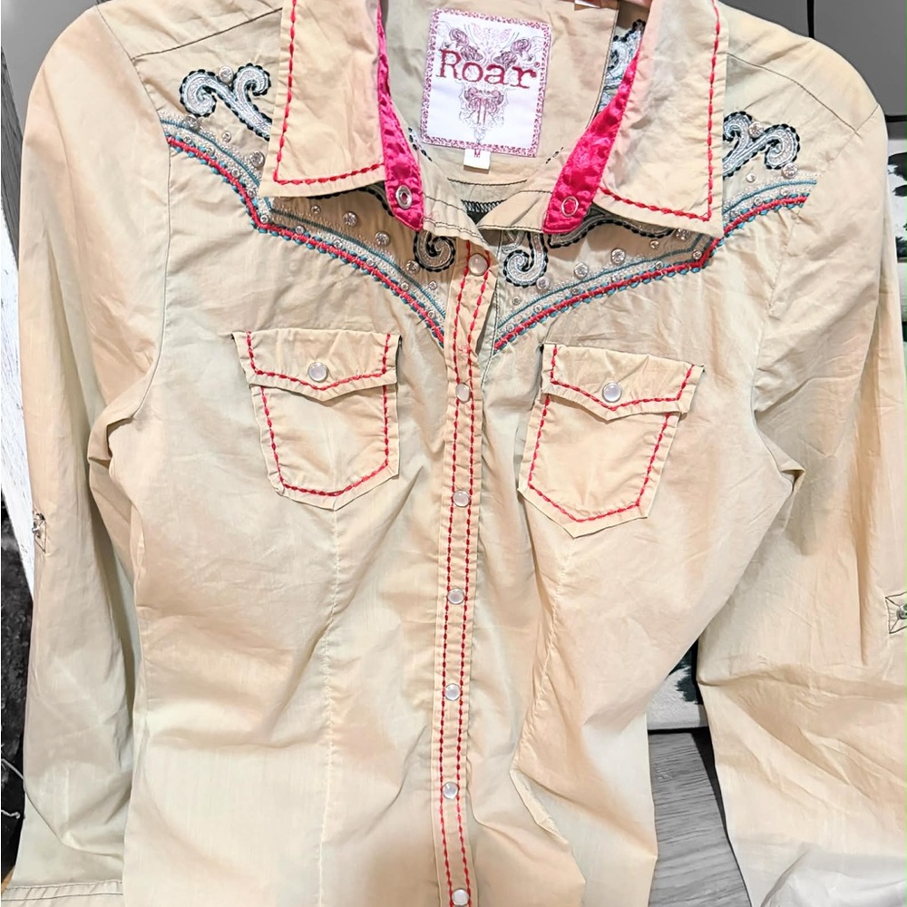 Roar Signature Women’s M Cowgirl Bling Button Down Shirt